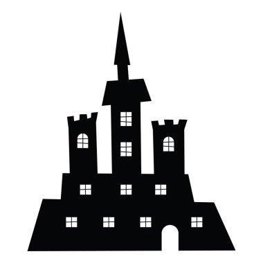 Cadılar Bayramı Perili Konak Siluet Vektörü