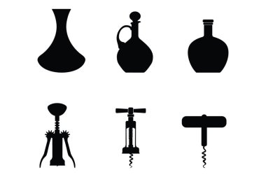 Alkol Camı ve Çubuk Araçları Siluet Simgesi Tanımlama