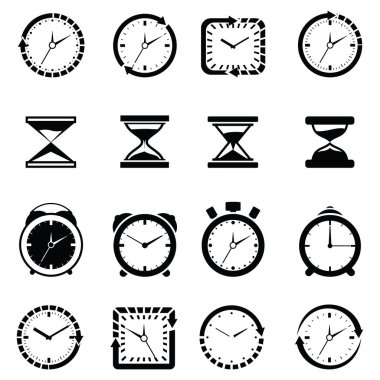 Zaman Yönetimi Vektör Koleksiyonu için Kum Saati Simgeleri Kum Saati Zamanlayıcısı ve Saat Düz Simgelerini Tamamla
