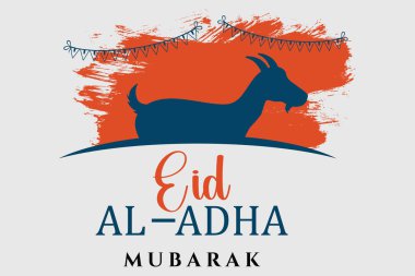 Cami ve Keçi Çizimi Şablonu ile Kurban Mübarek Vektör Tasarımı