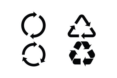 Siluet Geri Dönüşüm Okları Vektör Kümesi Simgesi Yankı Sembol Koleksiyonu İllüstrasyonu