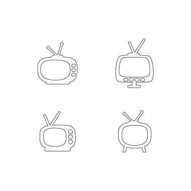 Beyaz Arkaplan 'da Web Tasarım Mobil Arayüzleri ve Dijital Ortam Uygulamaları için Tasarım TV Simgesi Vektör Koleksiyonu