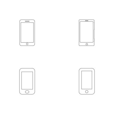 Minimalist Telefon Simgesi Ana Hattı Çağrı ve Telefon Sembolleri Vektör Koleksiyonu Beyaz Arkaplan