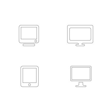 Web Uygulamaları ve Mobil Arayüzler için Basit TV Çizgisi Simgesi Minimalist Taslak Darbe Sembolleri Koleksiyonu