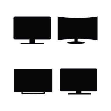 Eğri Oyun Monitörü TV Silueti Simgesi Elektronik Depo Logoları için Vektör Koleksiyonu Modern Teknoloji ve Gadget Sembolleri içeren Web Tasarım ve Mobil Arayüzleri