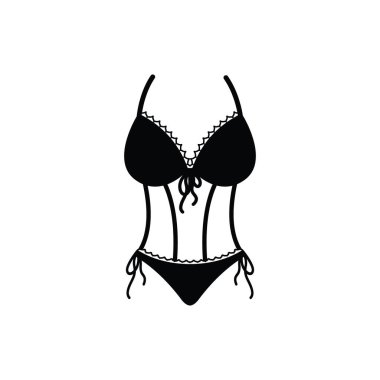 Beyaz Arkaplanda Şık Dantelli İç Çamaşırları ve Kadın İç Çamaşırları Tasarımlı Özel Korse Siluet Vektör Koleksiyonu