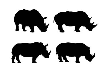 Gergedan Silueti Beyaz Arkaplanda İzole Edilen Vektör Resimleri