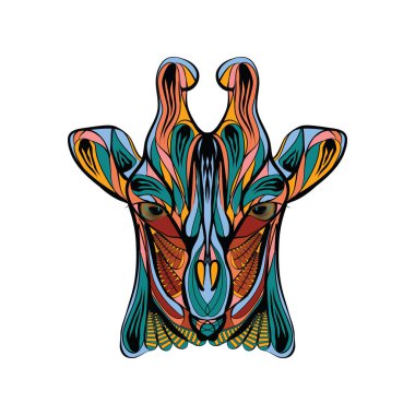 Renkli Etnik Zürafa Vektör İllüstrasyonu