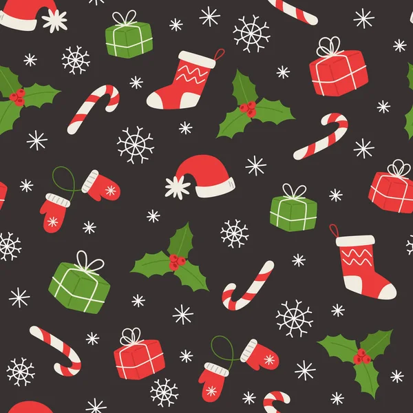 Weihnachten Nahtloses Muster Flachen Stil — Stockvektor