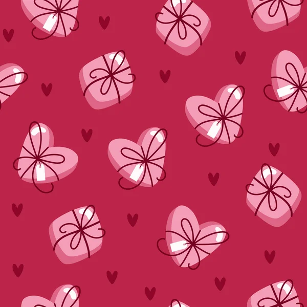 Patrón Día San Valentín Sin Costuras Con Cajas Chocolates Color — Vector de stock