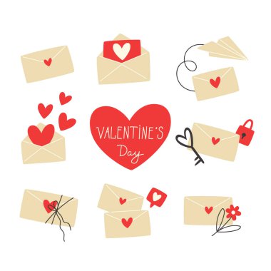 Sevgililer Günü için bir zarf seti.