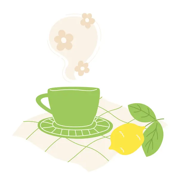 Eine Helle Tasse Mit Heißem Tee Aus Zitronenblüten lizenzfreie Stockvektoren