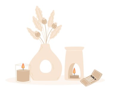 Düz bir iç dekorasyon olarak Aromaterapi ve rahatlama