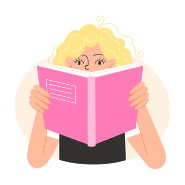 Liseli kız ders kitabını faiziyle okuyor.