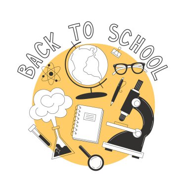 Okul posteri: Okul ve laboratuvar malzemeleri