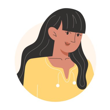 Siyah, uzun saçlı, düz stili olan genç bir kadınla kullanıcı simgesi