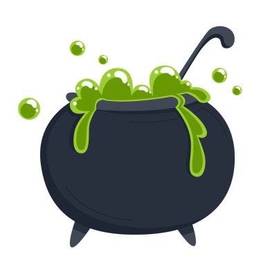 Cadılar Bayramı için Yeşil İksir ile Kaynayan Kazan