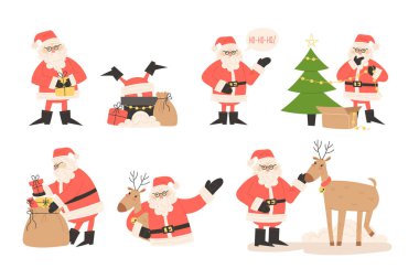 Noel Kartları için Noel Baba çizimleri