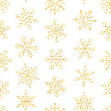 Çeşitli altın kar tanelerinin kusursuz deseni