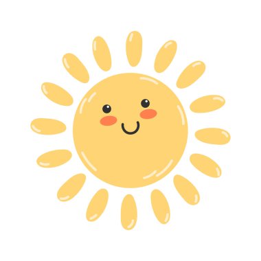 Neşeli yüzlü parlak çizgi film güneşi