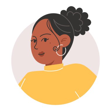 Profil Simgesi İçin Kıvırcık Siyah Saçlı Genç Afrikalı Kadın Portresi