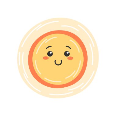 Gülümseyen Sarı Güneş Neşeli bir yüzle