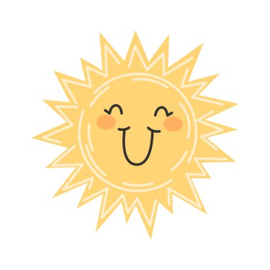 Çocuklar için Parlak Gülümseyen Mutlu Güneş