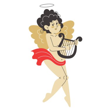 Aşk tanrısı küçük bir arpta tatlı bir melodi çalar, sevgi ve neşe yayar