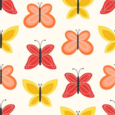 Parlak Bahar Kelebeklerinin Kusursuz Kelebekleri Kırmızı, Turuncu ve Sarı Renkler