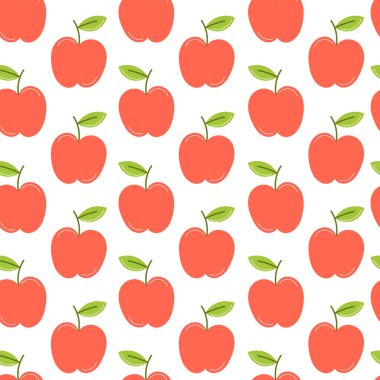 Beyaz Arkaplanda Kırmızı Elmalar Gösteren Düz Desensiz Desenli