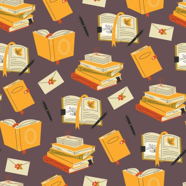 Sonbahar Renkleri Düz Biçimli Kitaplı ve Zarflı Kusursuz Desen