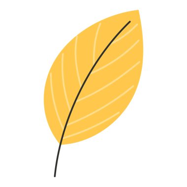 Sarı Oval Sonbahar Yaprak Çizimi