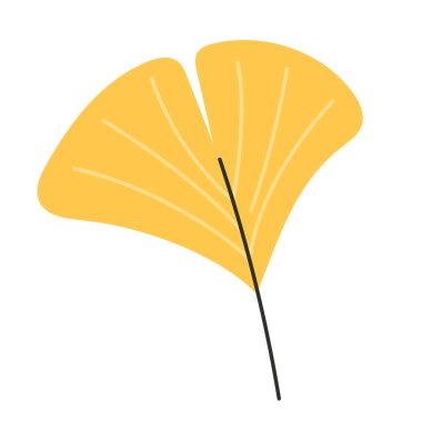 Sarı Ginkgo Yaprak Düz Sonbahar İllüstrasyonu