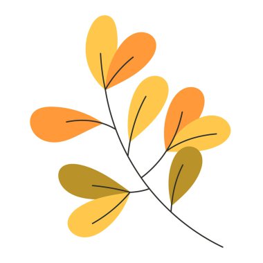 Renkli Sonbahar Sonbaharı Düz Stil Çizimine Göre Şube