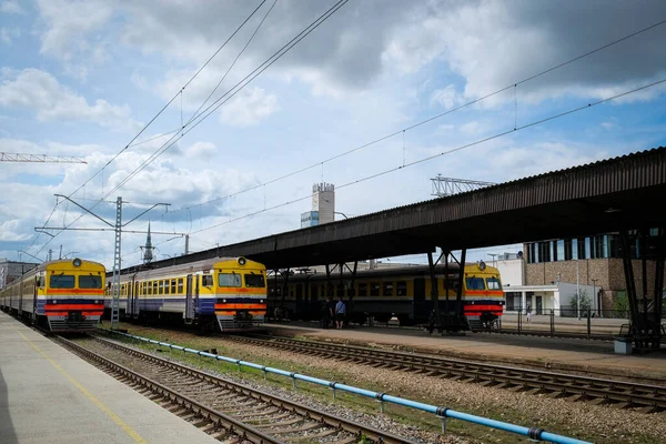 Ryga Łotwa Lipca 2023 Dworzec Kolejowy Pociągi Rydze Ryga Łotwa — Zdjęcie stockowe