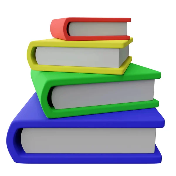 Pilha Livros Coloridos Conceito Conhecimento Renderização — Fotografia de Stock