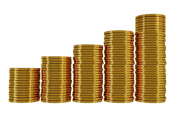 Zásobník Zlatých Mincí Finanční Pojmy Vykreslení — Stock fotografie