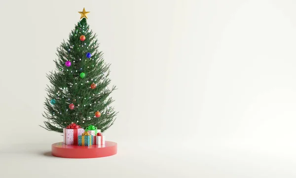 Árbol Navidad Con Decoraciones Feliz Navidad Feliz Año Nuevo Render —  Fotos de Stock