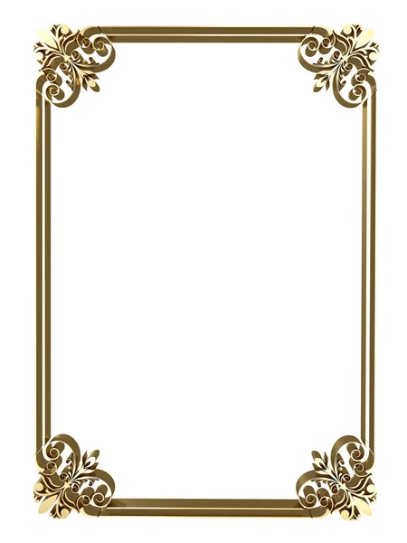 Gold Decorative Frame Vintage Style Beautiful Filigree Retro Border Render — Stock Photo, Image