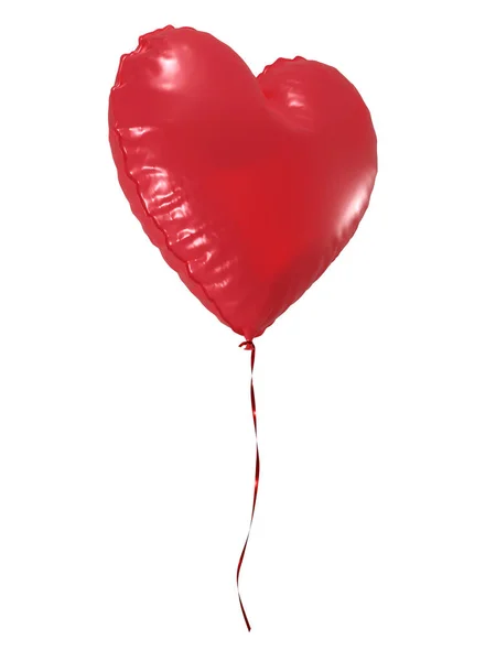 Červený Balón Tvaru Srdce Stuhou Valentýn Šťastný Nový Rok Narozeninová — Stock fotografie