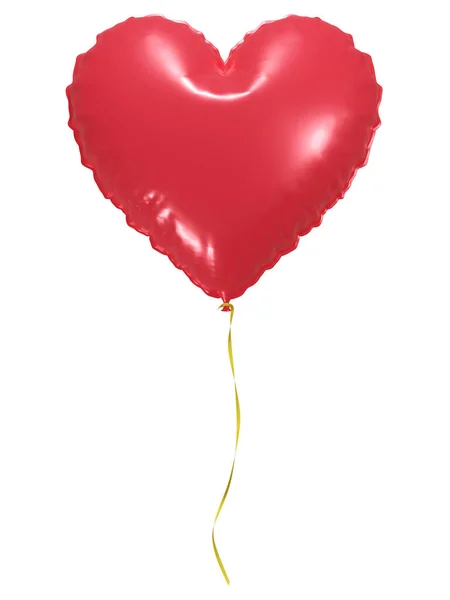 Czerwony Balon Kształcie Serca Wstążką — Zdjęcie stockowe