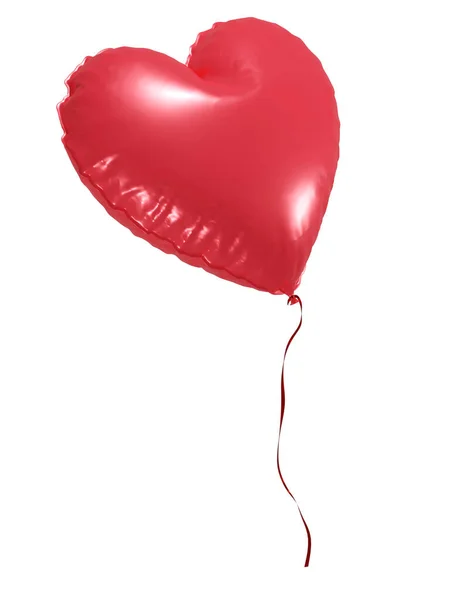Czerwone Serce Kształcie Balonu Wstążką Walentynki Szczęśliwego Nowego Roku Urodziny — Zdjęcie stockowe