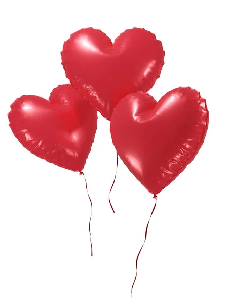Воздушный Шар Форме Красного Сердца Лентой День Святого Валентина Поздравление — стоковое фото
