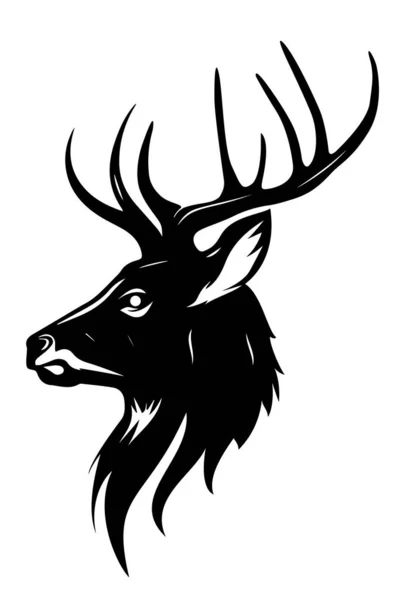 Logo Maskotki Głowy Jelenia Projekt Odznaki Emblemat Lub Nadruk Ilustracja — Wektor stockowy