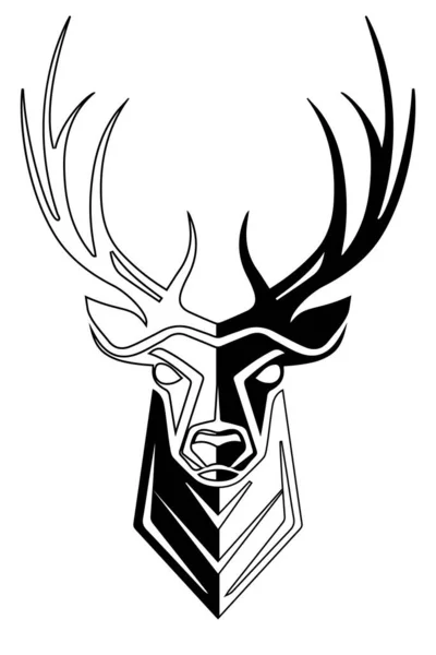 鹿の頭のマスコットのロゴ バッジ エンブレム 印刷のためのデザイン ベクターイラスト — ストックベクタ