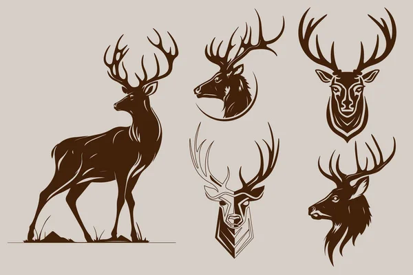 鹿の頭のマスコットのロゴ バッジ エンブレム 印刷のためのデザイン ベクターイラスト — ストックベクタ