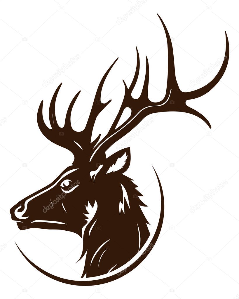 Deer head mascot logo, design for badge, emblem, or printing, Vector illustration