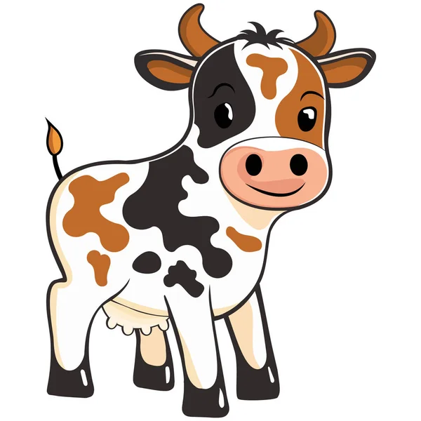 Krowa Płaski Styl Kreskówki Logo Maskotki Projekt Dla Odznaki Godło — Wektor stockowy