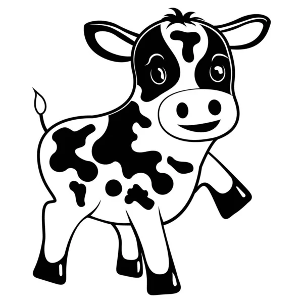 Αγελάδα Επίπεδη Στυλ Κινουμένων Σχεδίων Λογότυπο Μασκότ Σχεδιασμό Για Σήμα — Διανυσματικό Αρχείο