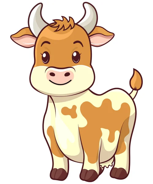 Αγελάδα Επίπεδη Στυλ Κινουμένων Σχεδίων Λογότυπο Μασκότ Σχεδιασμό Για Σήμα — Διανυσματικό Αρχείο